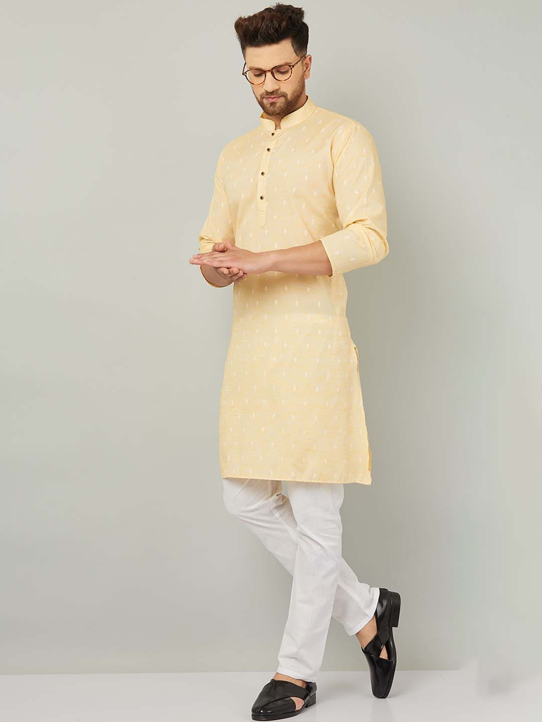 

Armaan Ethnic Men Yellow Kurta with Pyjamas