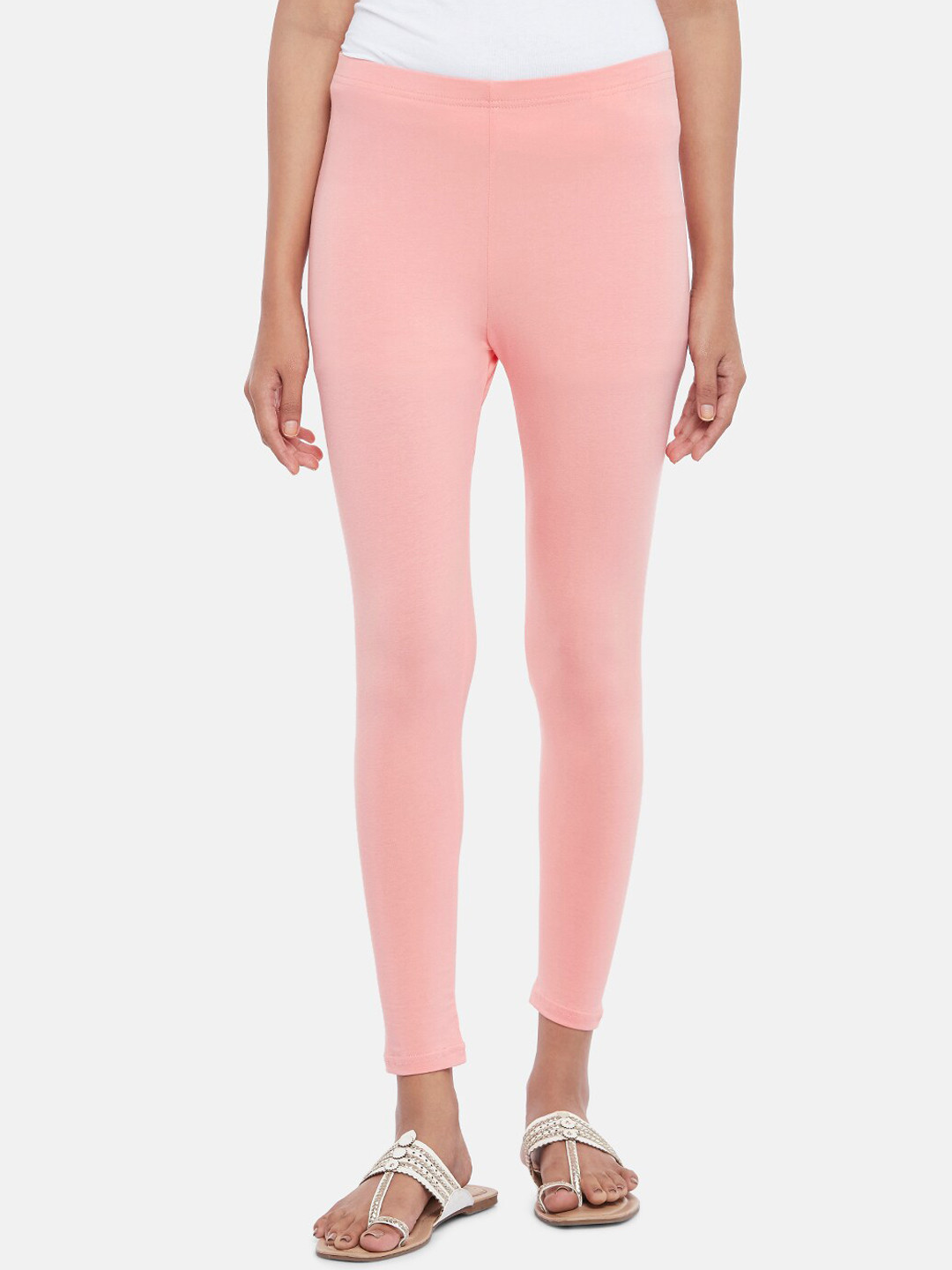 

RANGMANCH BY PANTALOONS Women Pink Solid Ankle-Length Leggings