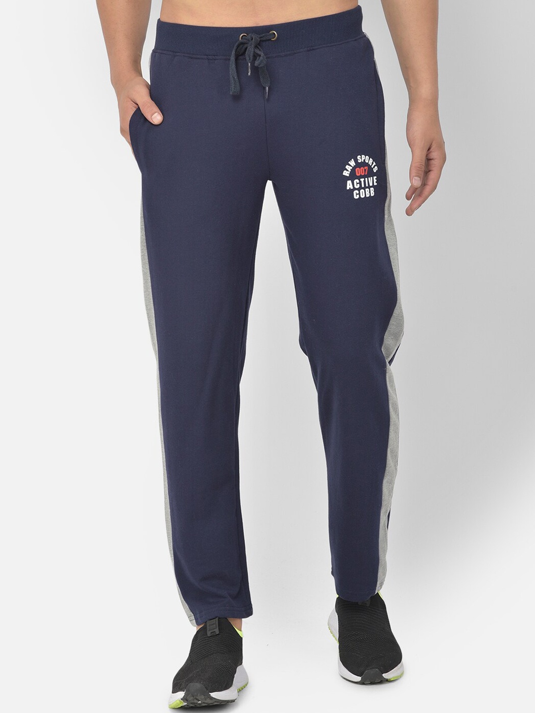 

COBB Men Navy Blue Solid Slim Fit Cotton Track Pants