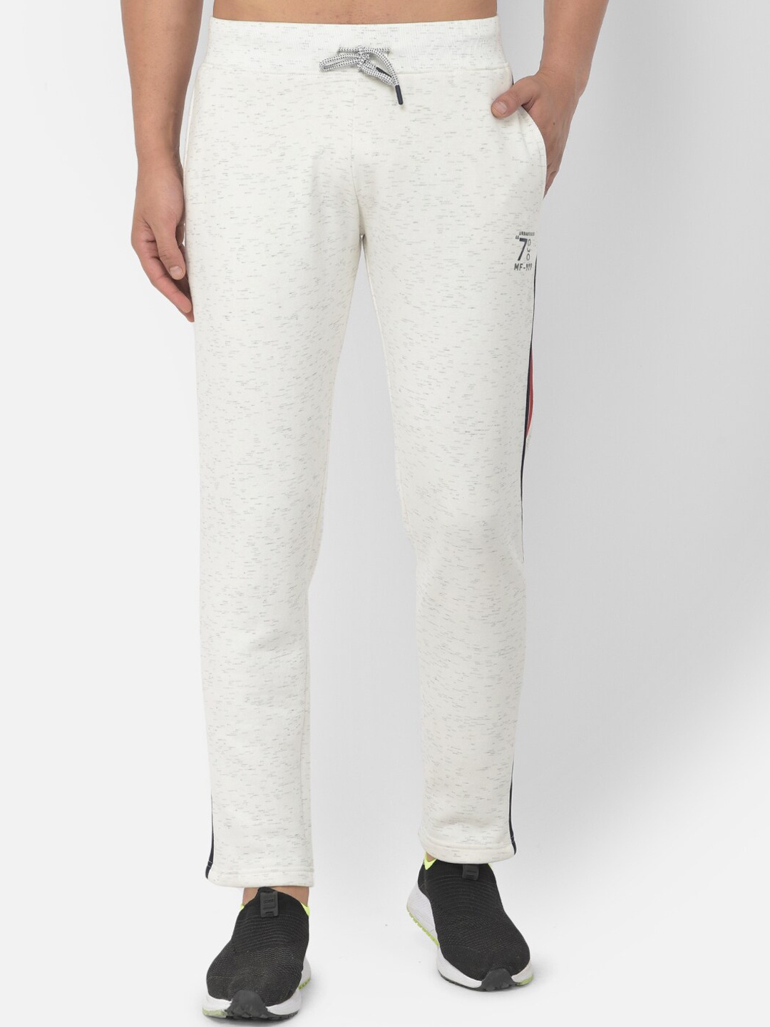 

COBB Men White Solid Slim Fit Cotton Track Pants