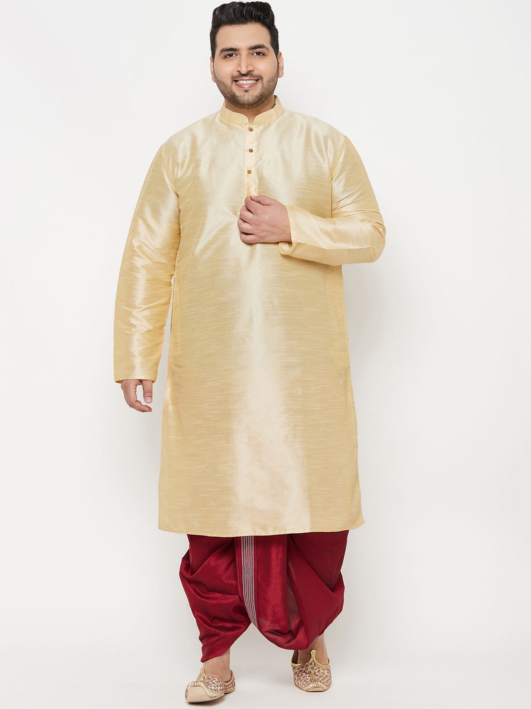 

VASTRAMAY Men Gold-Toned Kurta with Dhoti Pants