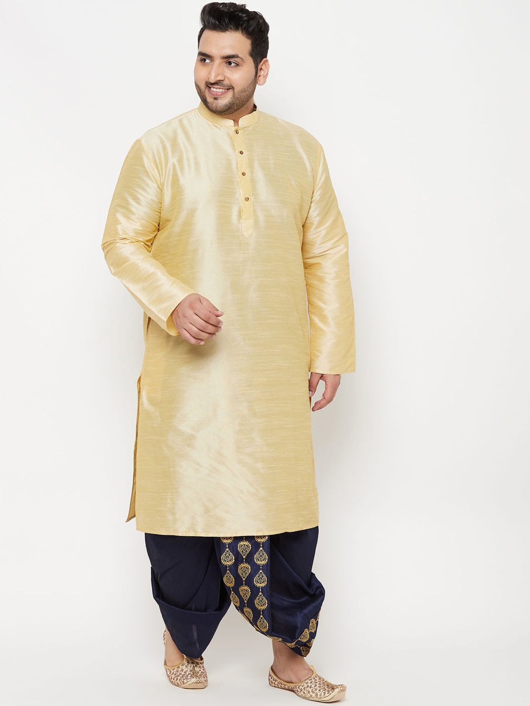 

VASTRAMAY Men Gold-Toned Kurti with Dhoti Pants