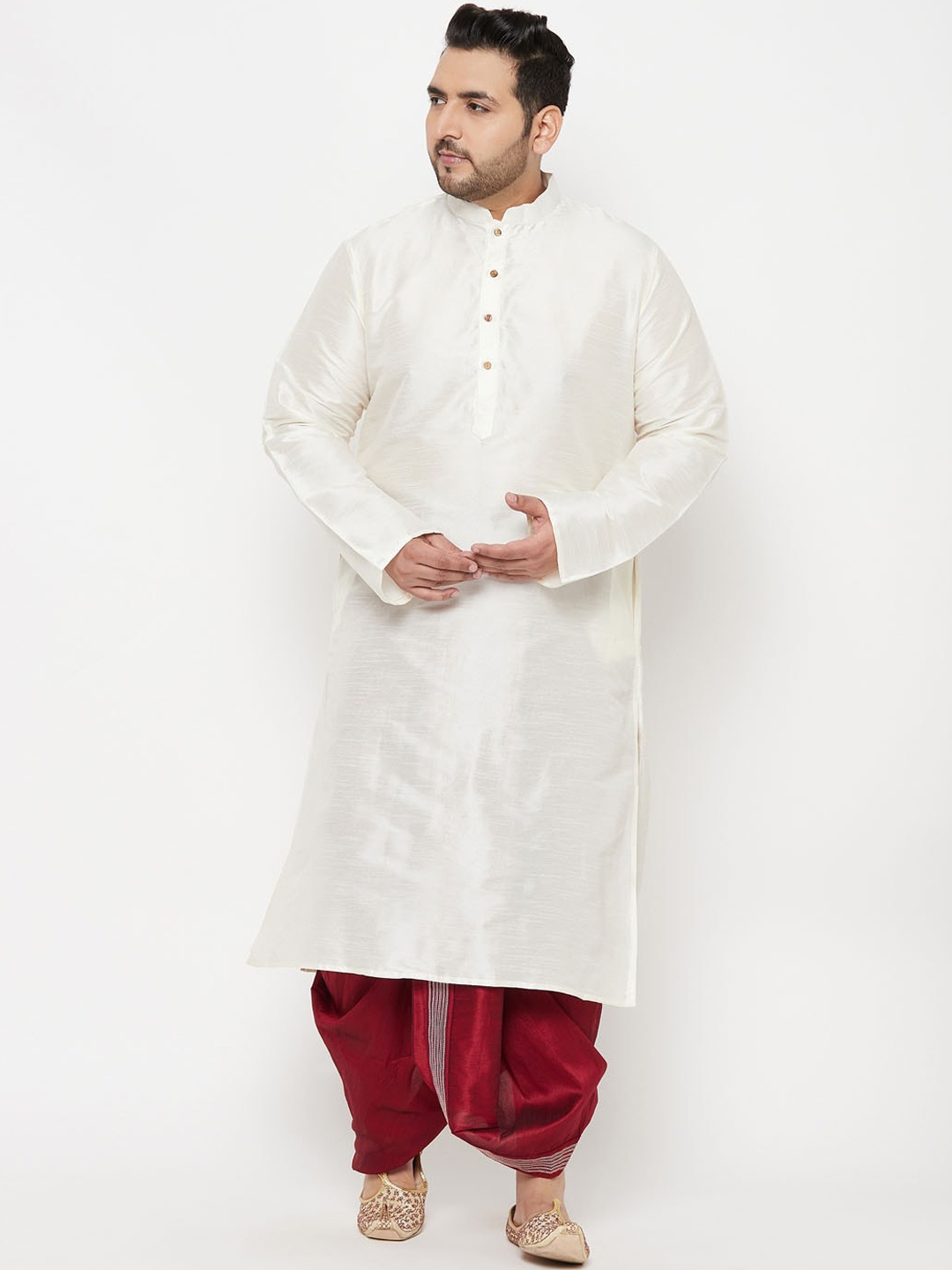 

VASTRAMAY Men Cream-Coloured Kurta with Dhoti Pants
