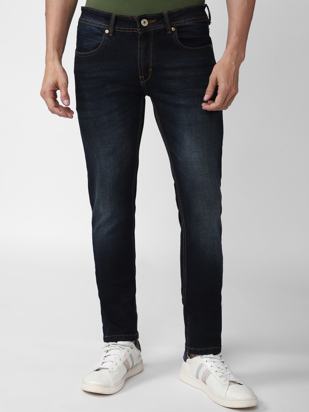 

Peter England Casuals Men Navy Blue Light Fade Jeans