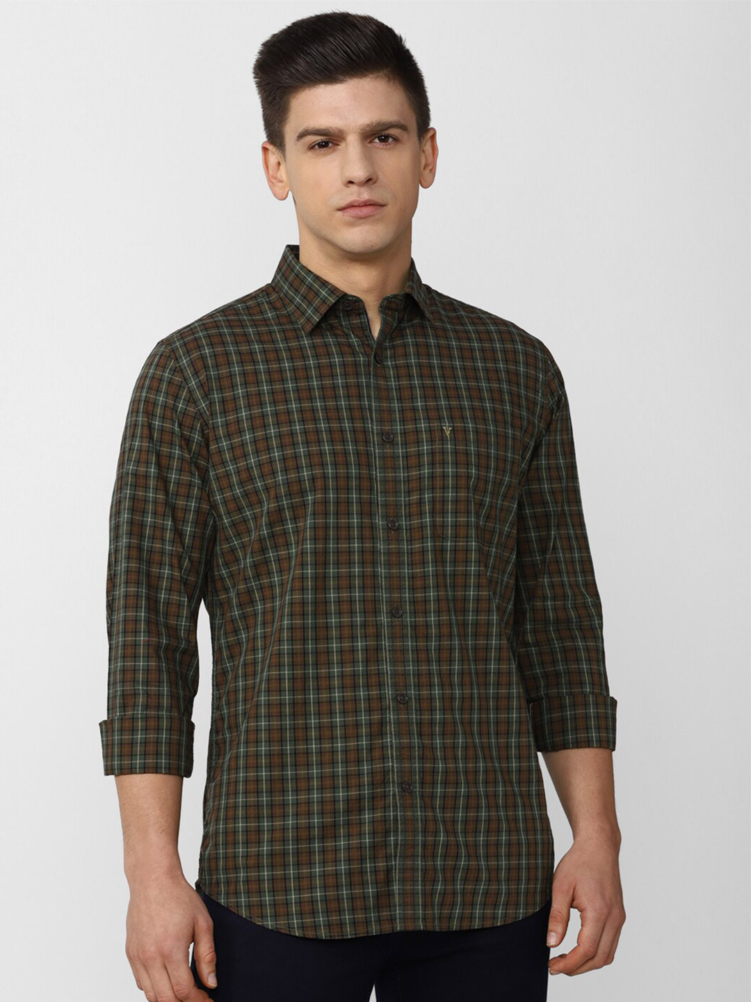 

Van Heusen Sport Men Brown Slim Fit Checked Casual Shirt