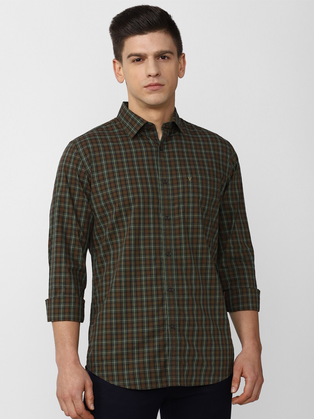 

Van Heusen Sport Men Brown Slim Fit Checked Casual Shirt