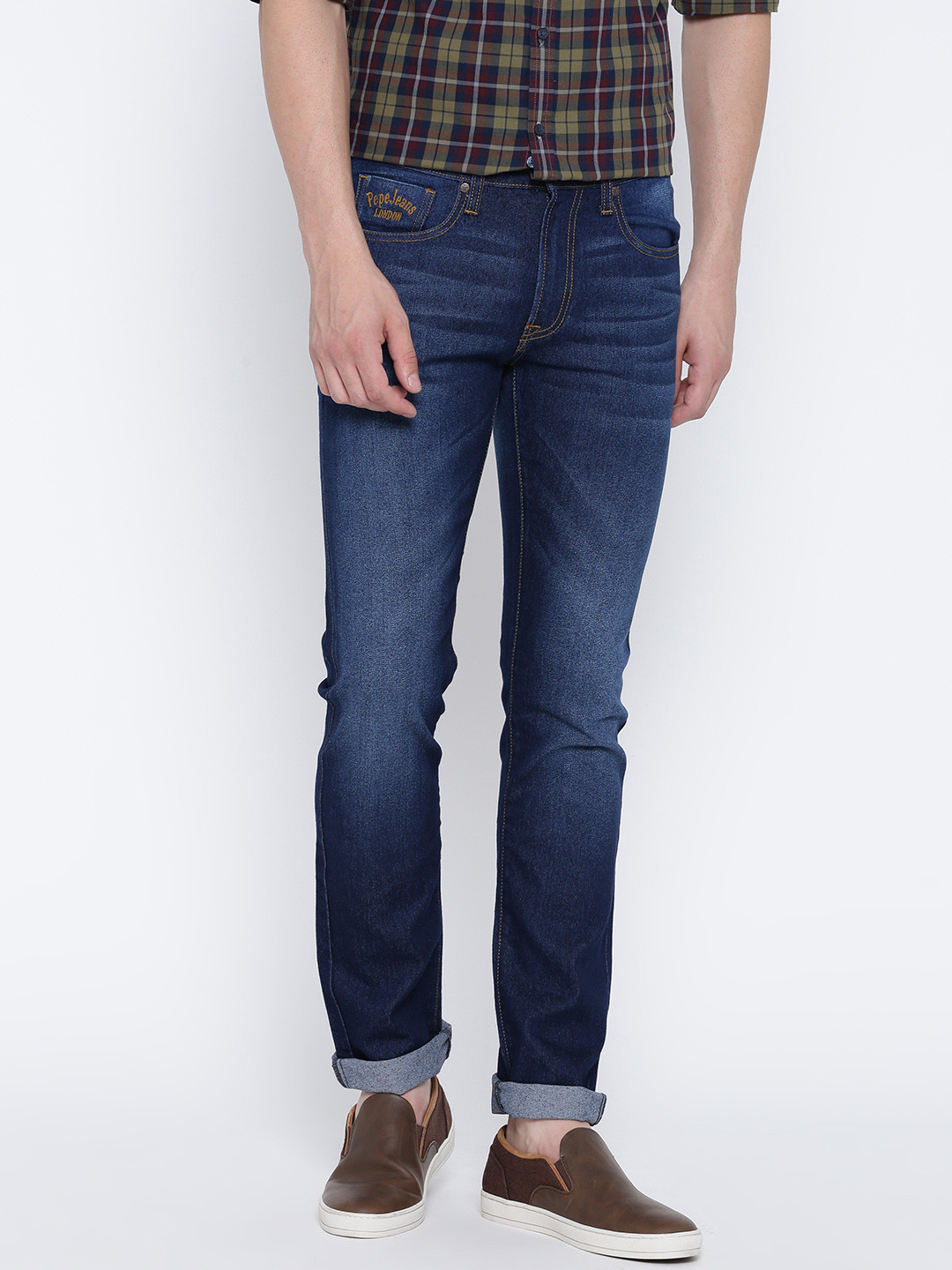 

Pepe Jeans Men Blue Vapour Slim Fit Low-Rise Clean Look Stretchable Jeans