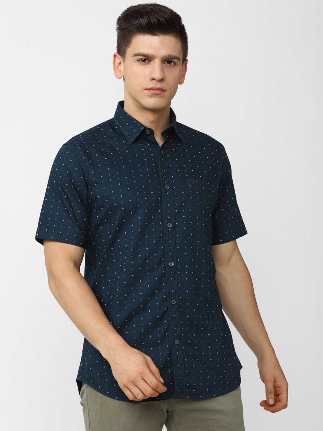 

Van Heusen Sport Men Navy Blue Slim Fit Micro Ditsy Printed Casual Shirt