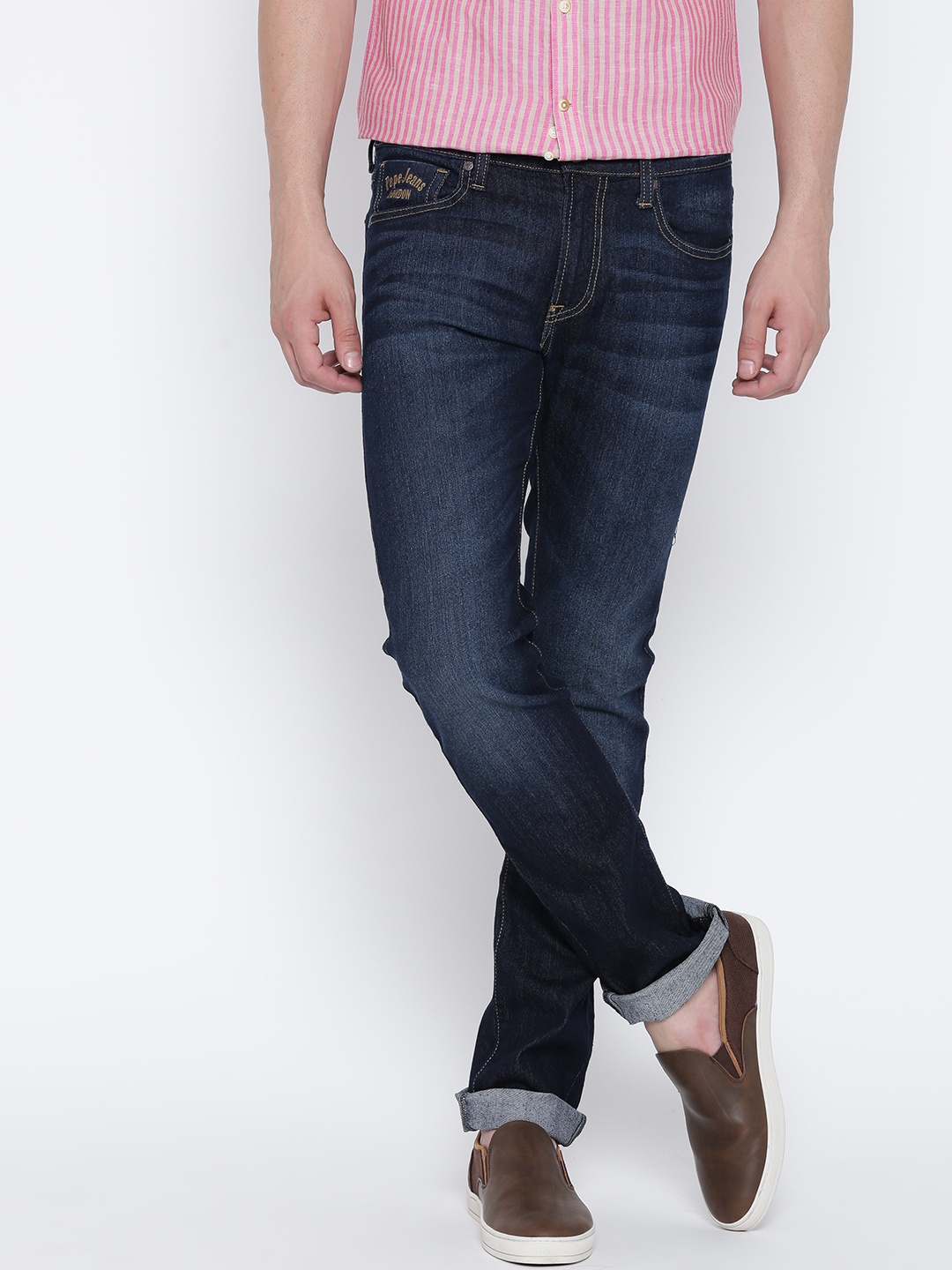 

Pepe Jeans Men Blue Vapour Slim Fit Low-Rise Clean Look Stretchable Jeans