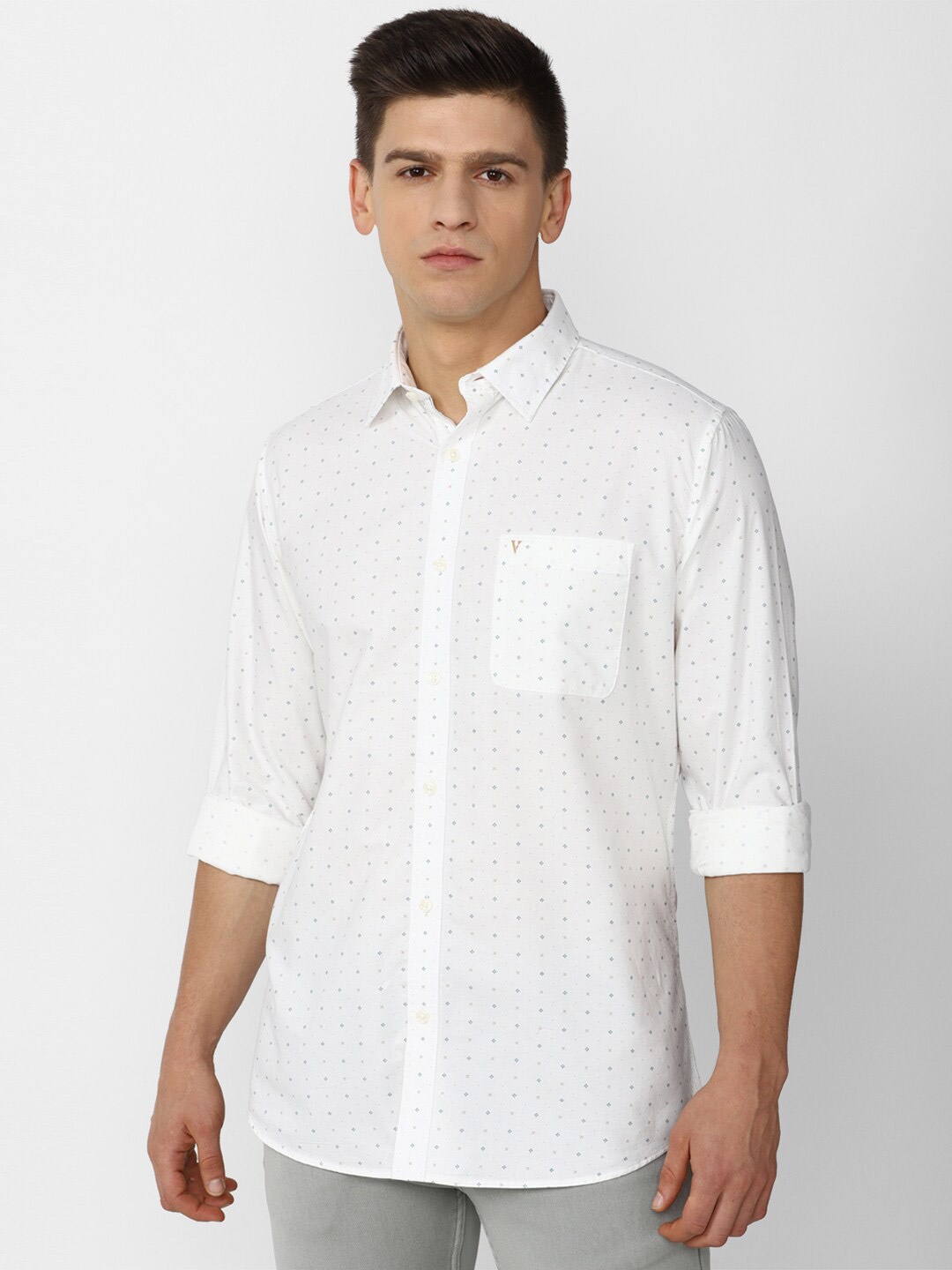 

Van Heusen Sport Men White Slim Fit Printed Casual Shirt
