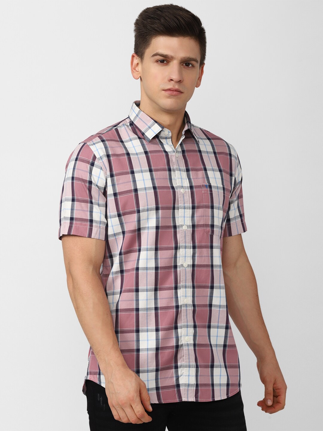 

Van Heusen Sport Men Pink Slim Fit Pure Cotton Tartan Checks Checked Casual Shirt