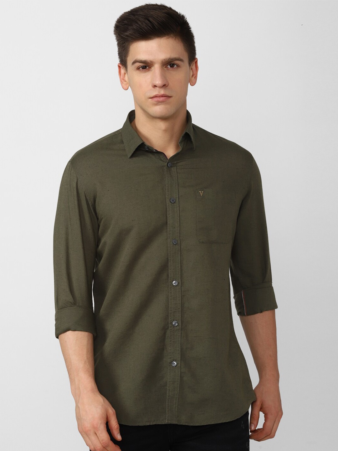 

Van Heusen Sport Men Olive Green Slim Fit Casual Shirt