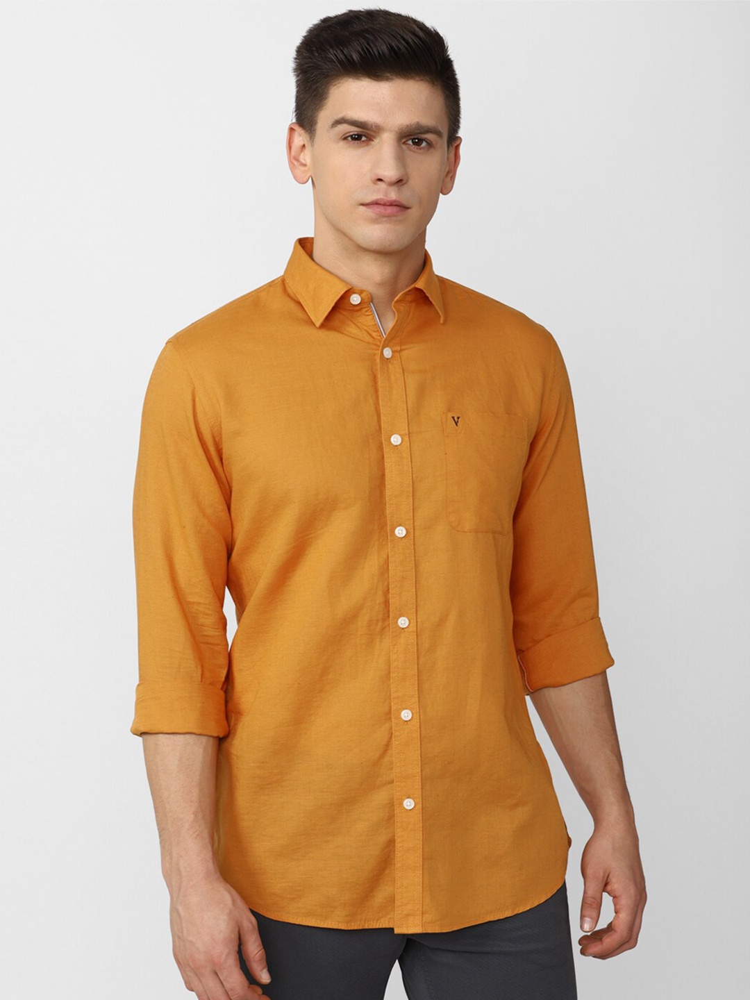 

Van Heusen Sport Men Orange Slim Fit Linen Cotton Casual Shirt