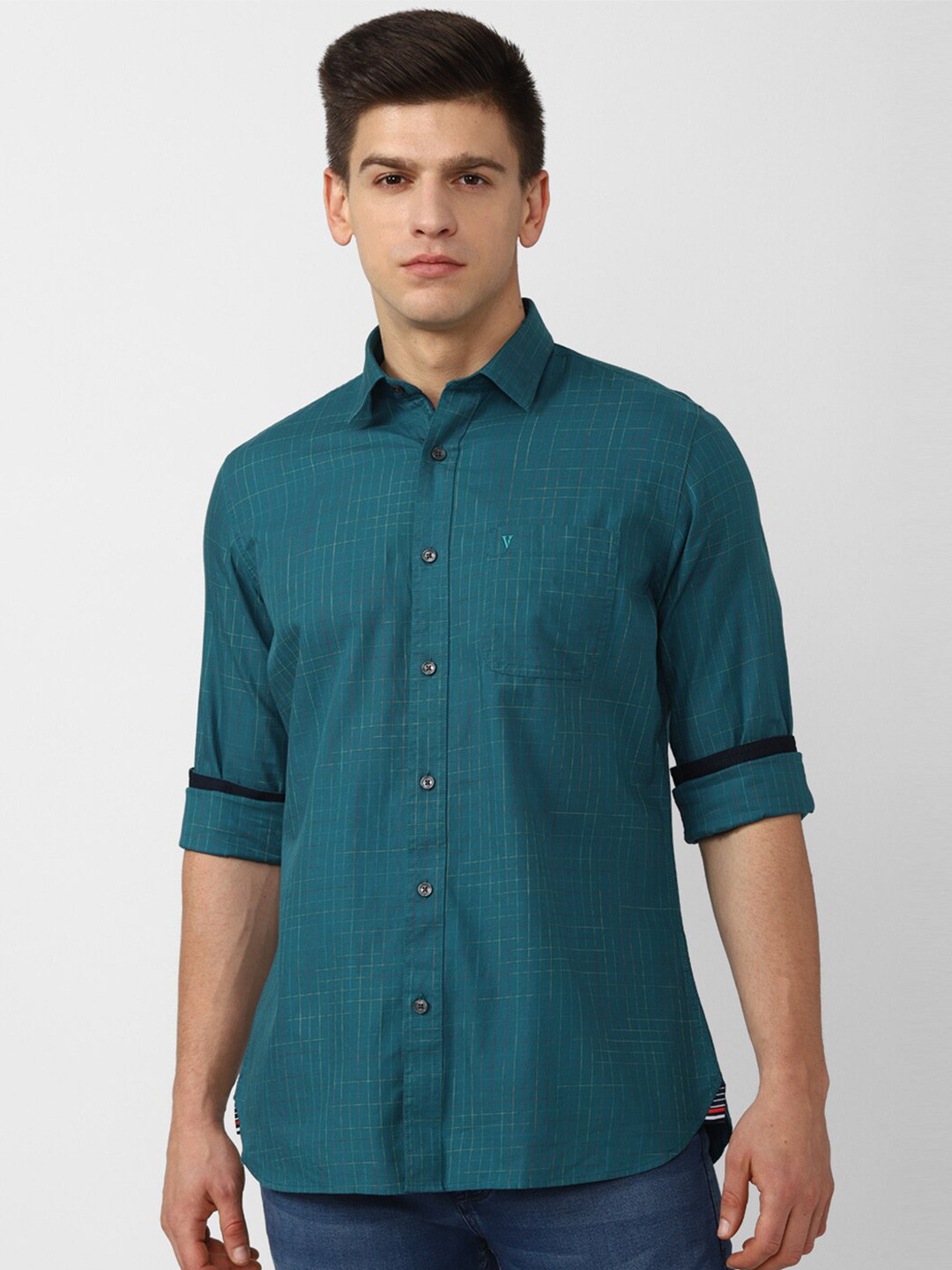 

Van Heusen Sport Men Green Slim Fit long sleeve Casual Shirt