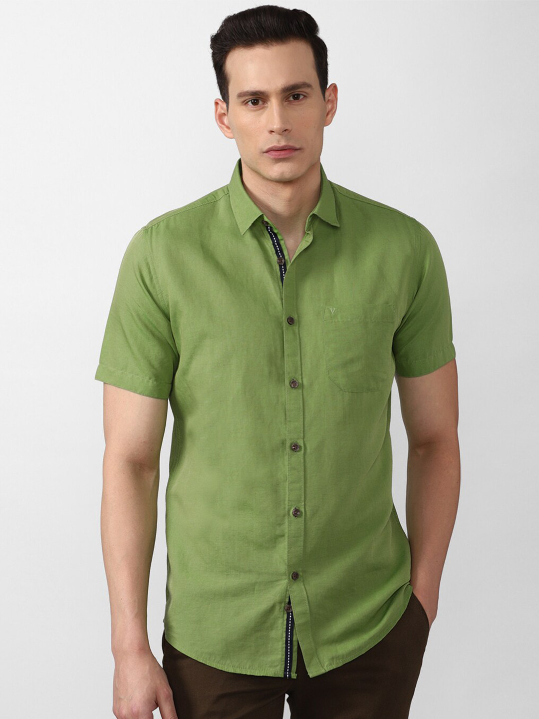 

Van Heusen Sport Men Green Linen Slim Fit Casual Shirt