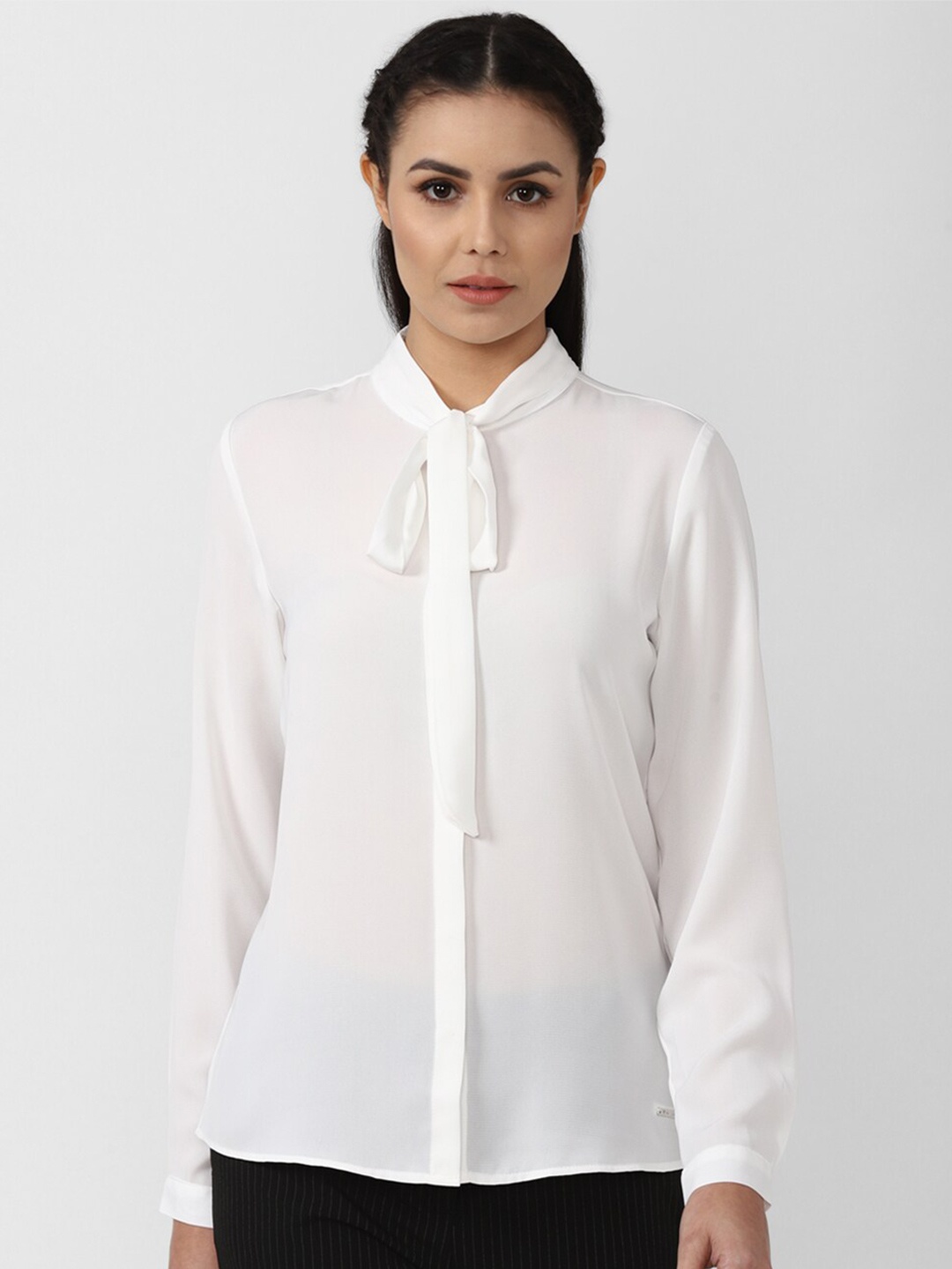 

Van Heusen Woman Tie Neck Formal Shirt, White