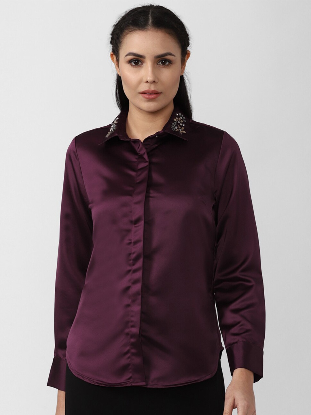 

Van Heusen Woman Women Purple Solid Formal Shirt