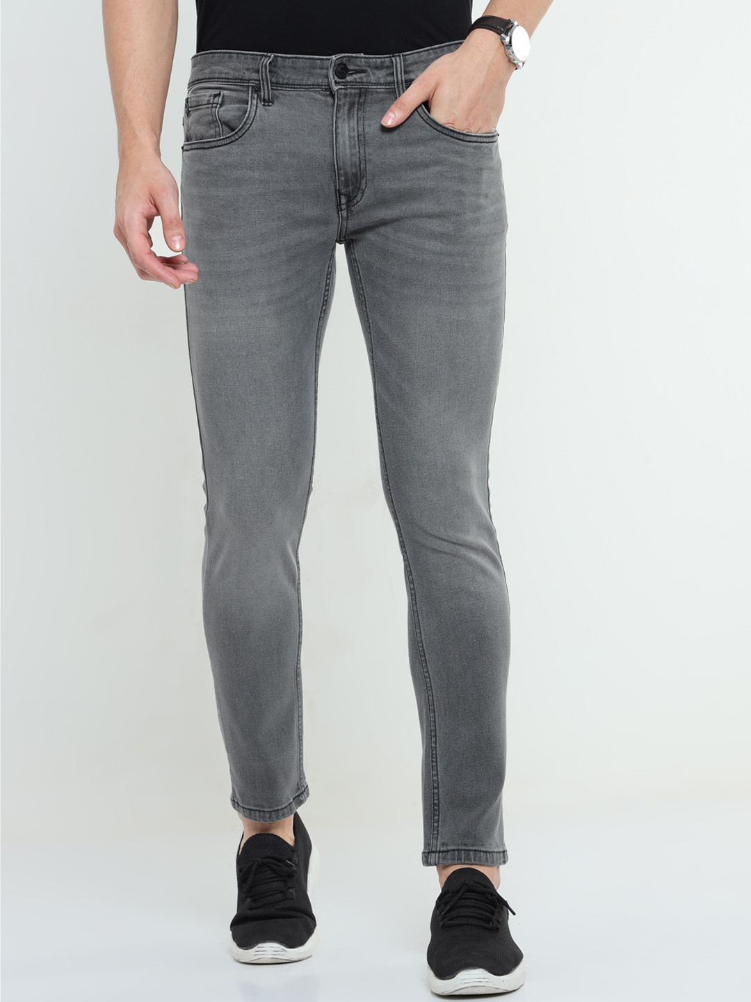 

Old Grey Men Grey Slim Fit Light Fade Stretchable Jeans