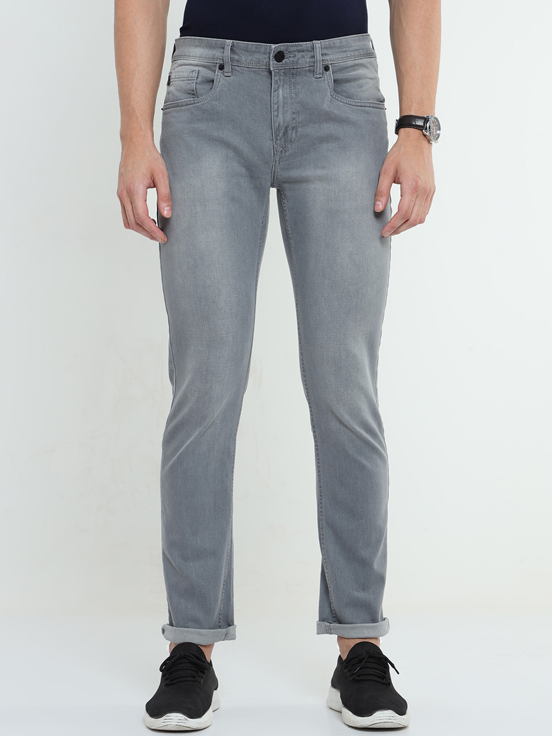 

Old Grey Men Grey Slim Fit Light Fade Stretchable Jeans