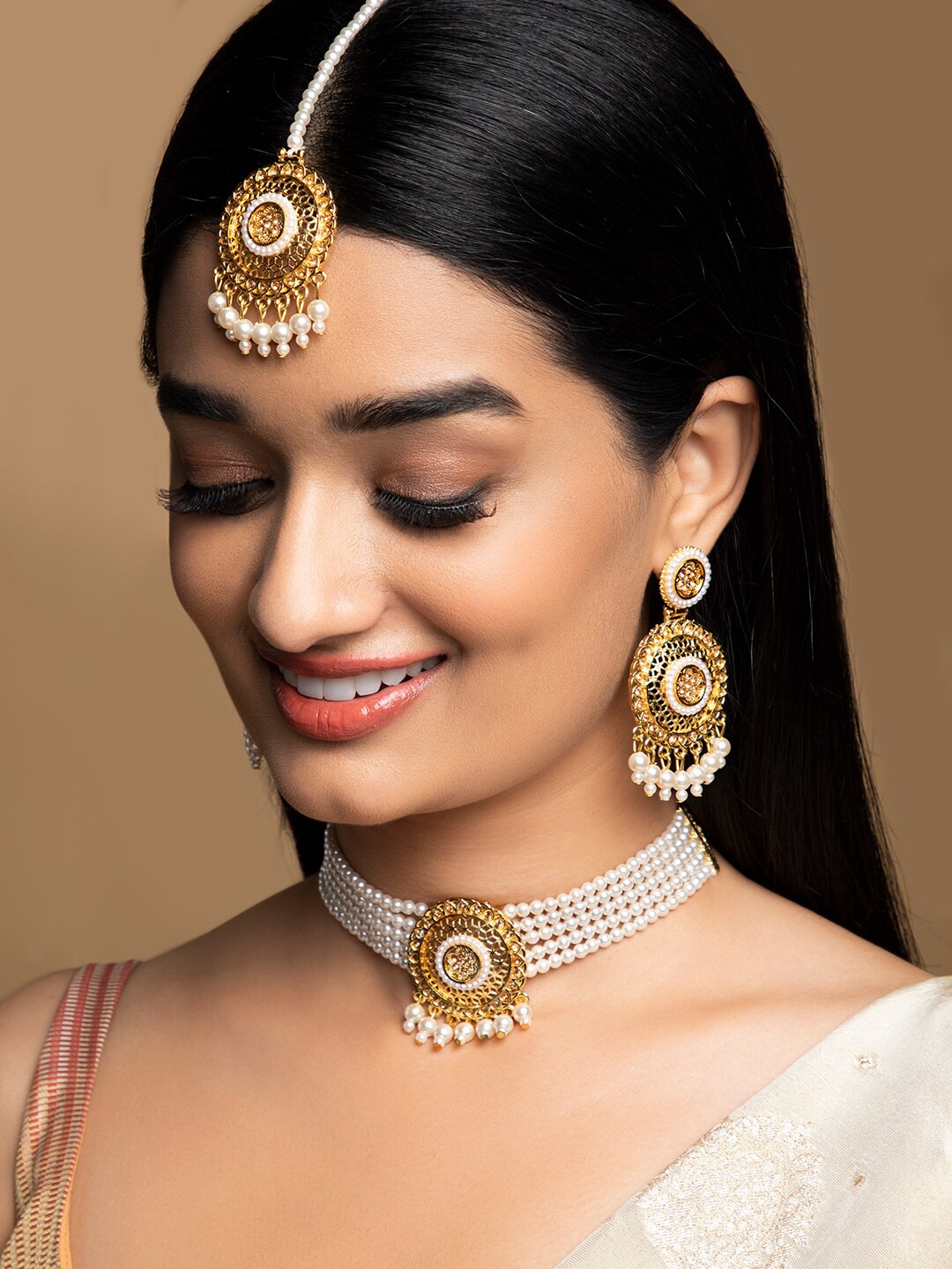 

Anouk Gold-Plated Stone Studded & Beaded Jewellery Set