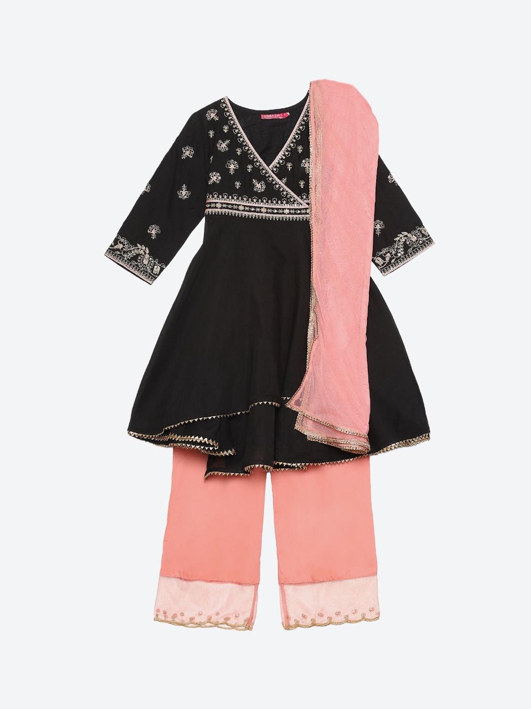 

Biba Girls Black Empire Kurta with Palazzos & With Dupatta