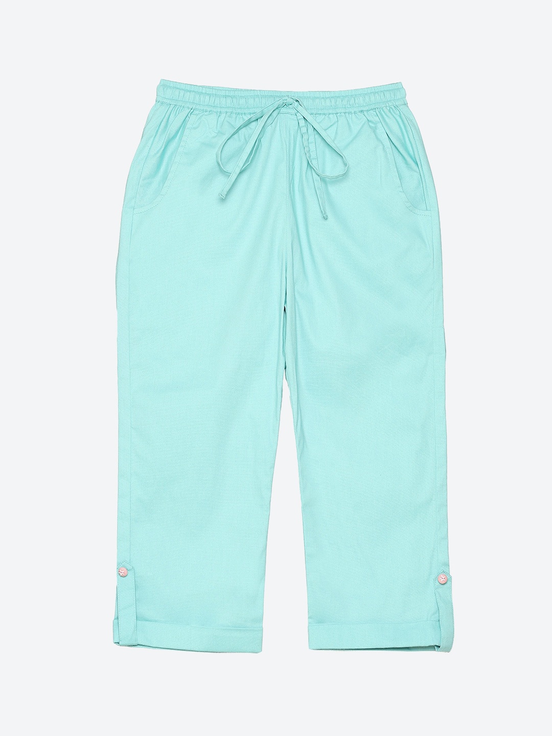 

Biba Girls Blue Solid Relaxed Straight Fit Trousers