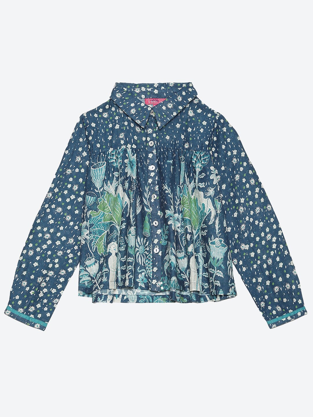 

Biba kids Girls Blue Classic Printed Casual Shirt