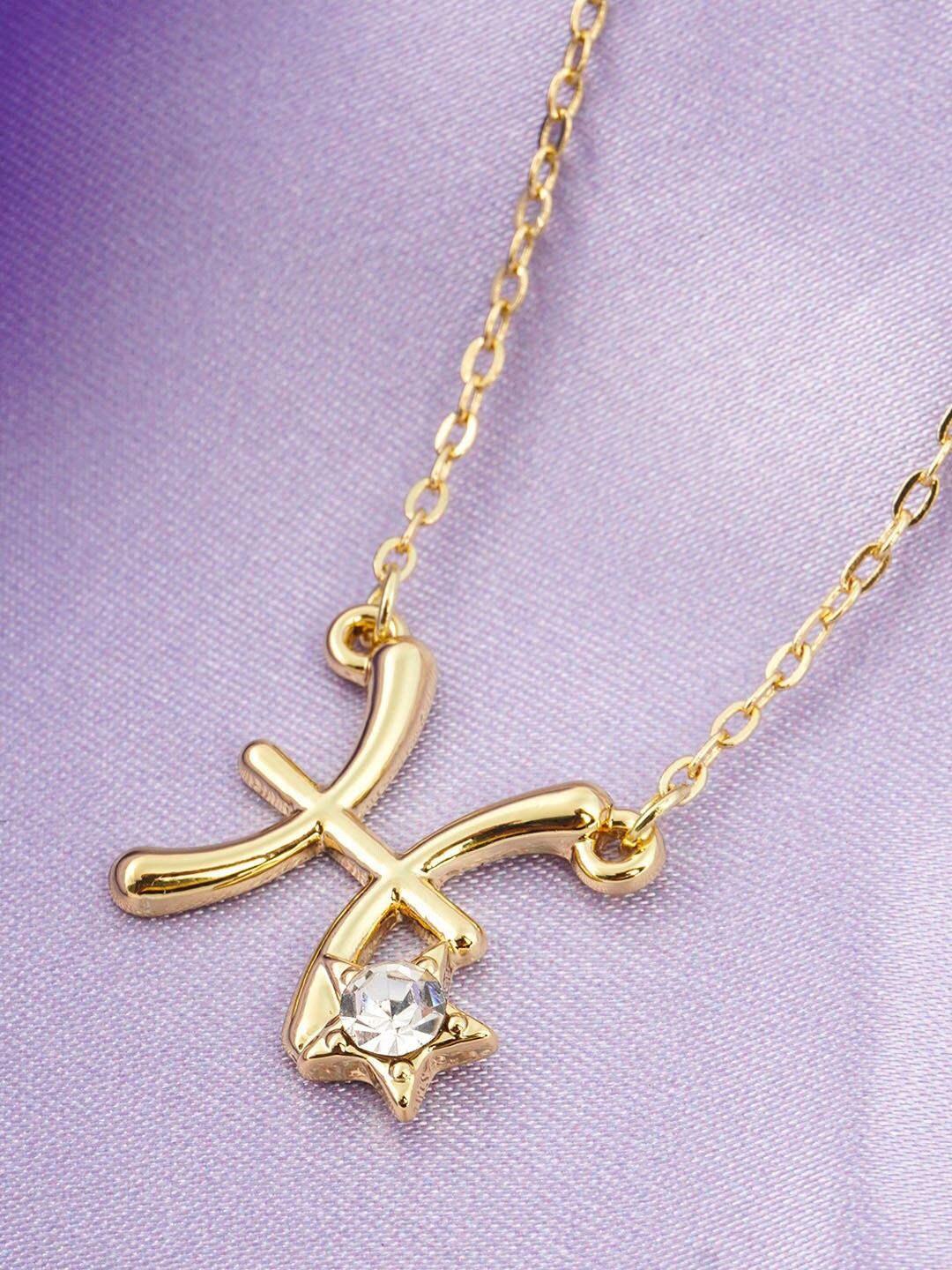 

Emmie Women White Stone-Studded Crystal Star Pisces Chain Necklace