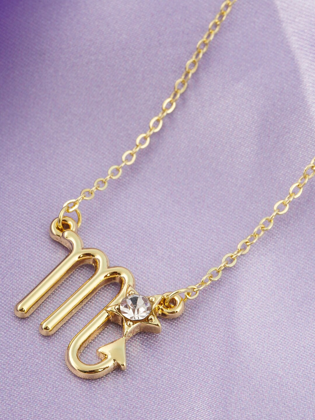 

Emmie Women Gold-Toned & Stone Studded Scorpio Design Pendant With Chain