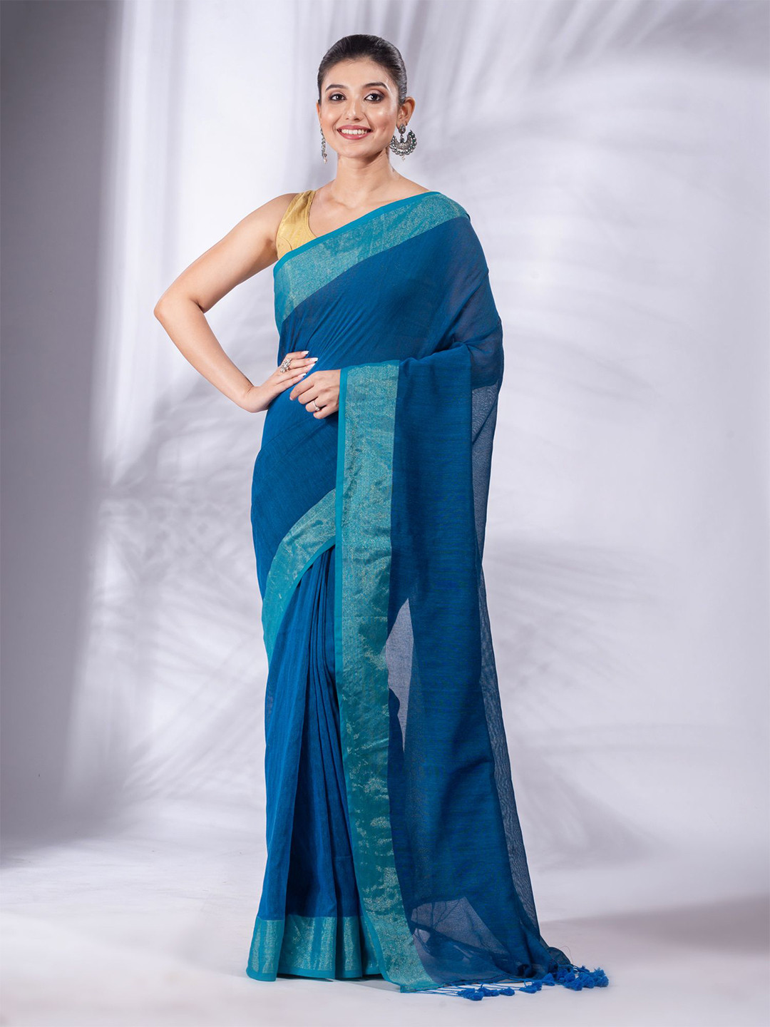 

Charukriti Blue Pure Cotton Saree