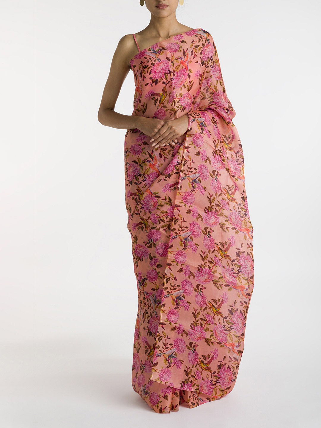 

Nalli Next Pink & Purple Floral Organza Saree