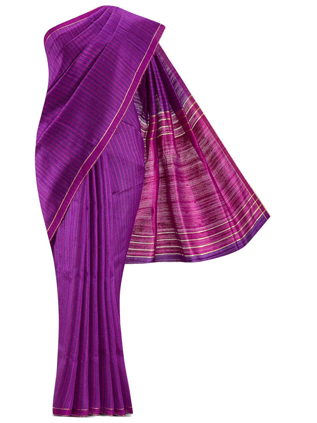 

Nalli Next Violet Striped Zari Pure Silk Tussar Saree