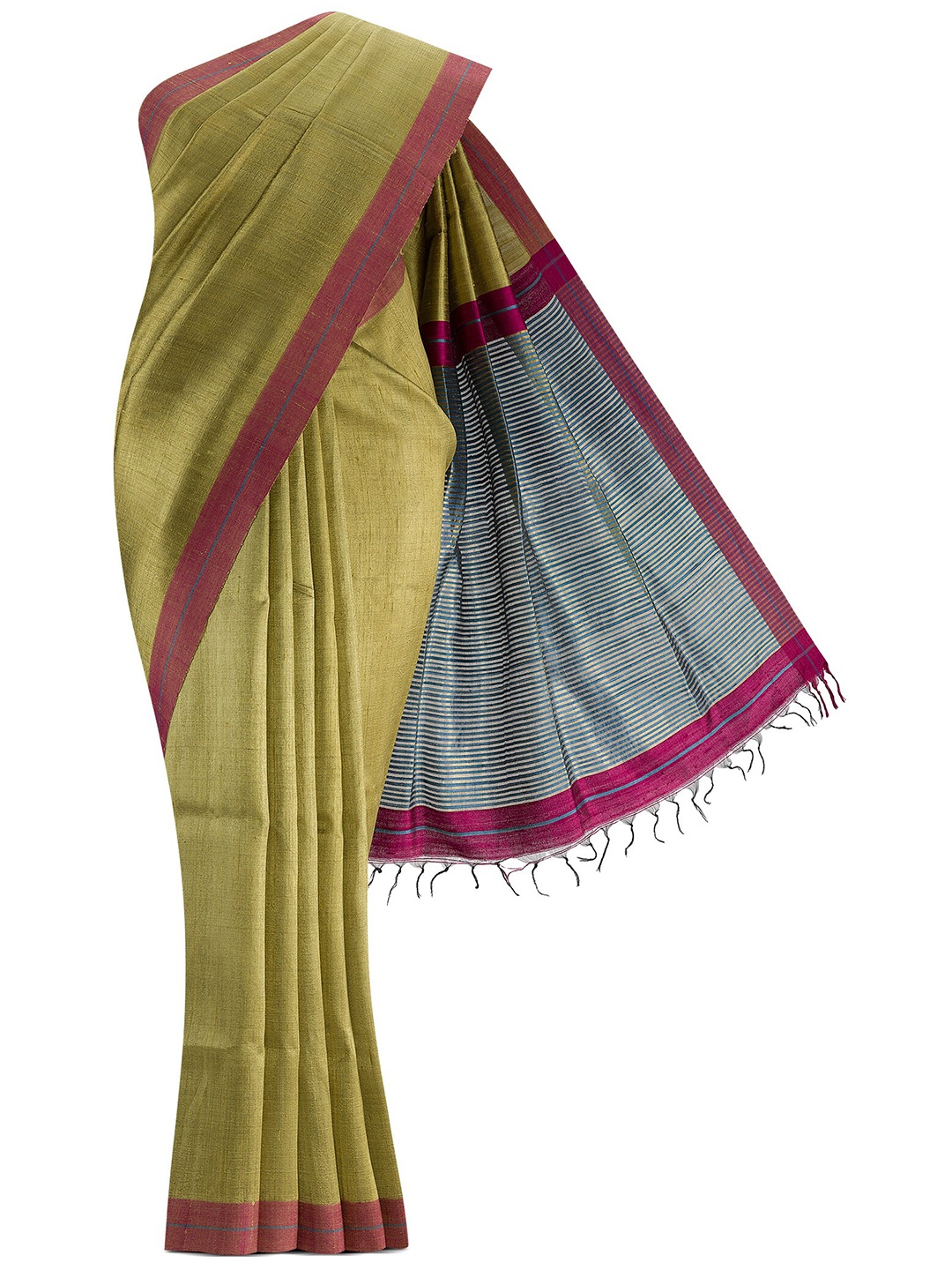 

Nalli Next Green & Pink Pure Silk Tussar Saree