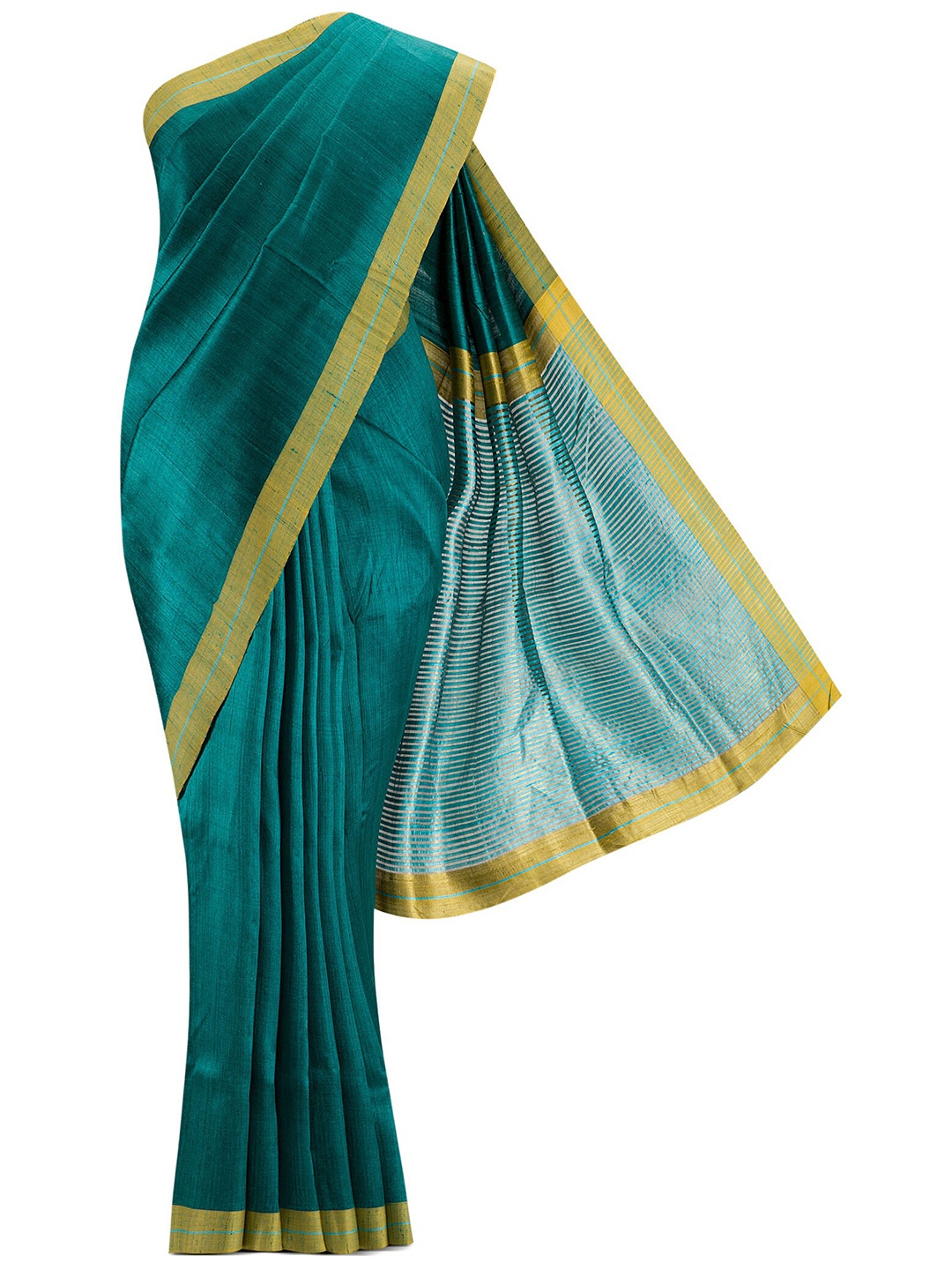 

Nalli Next Green & Blue Pure Silk Tussar Saree