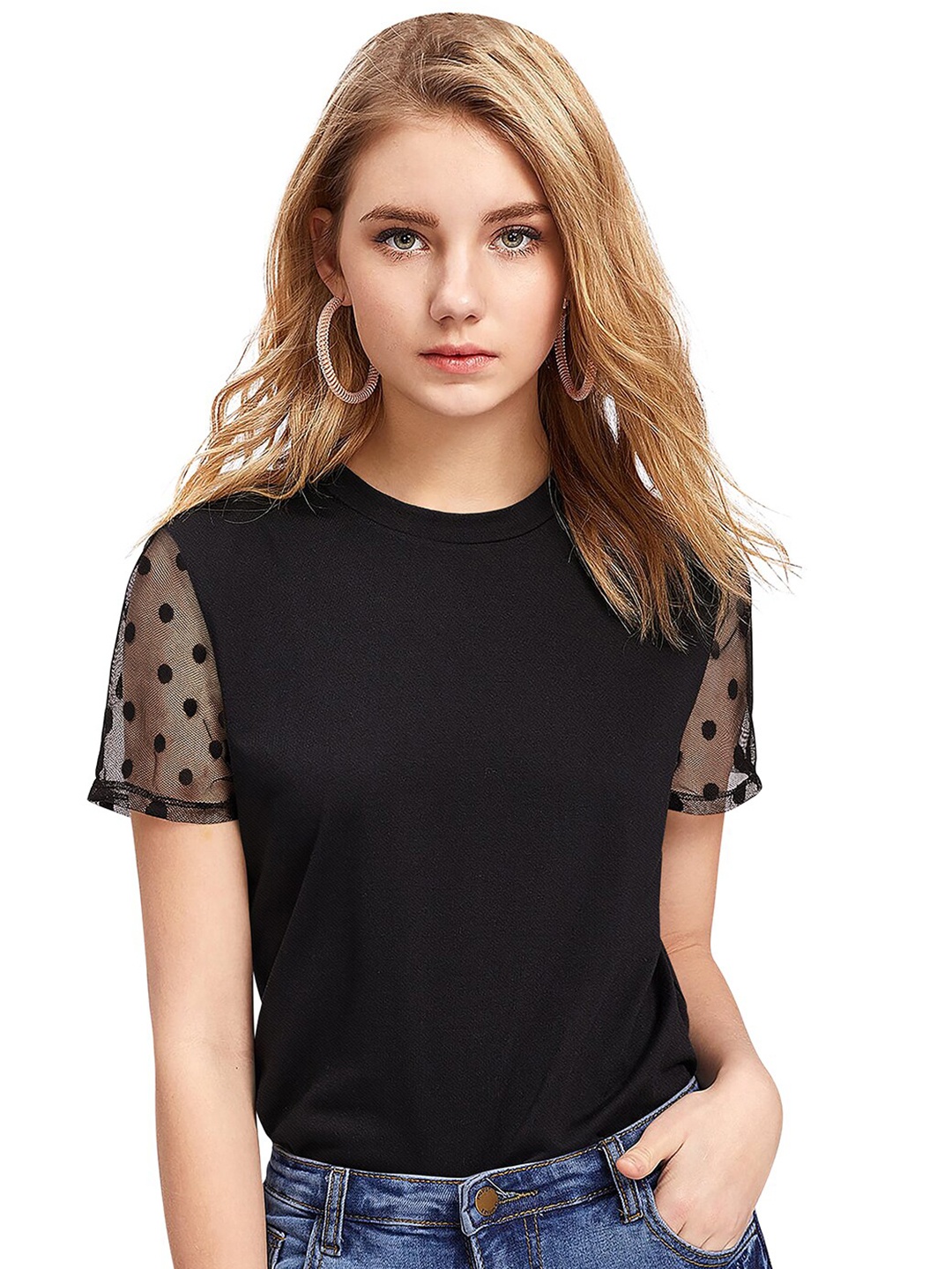 

FAVRIZ Black Crepe Top