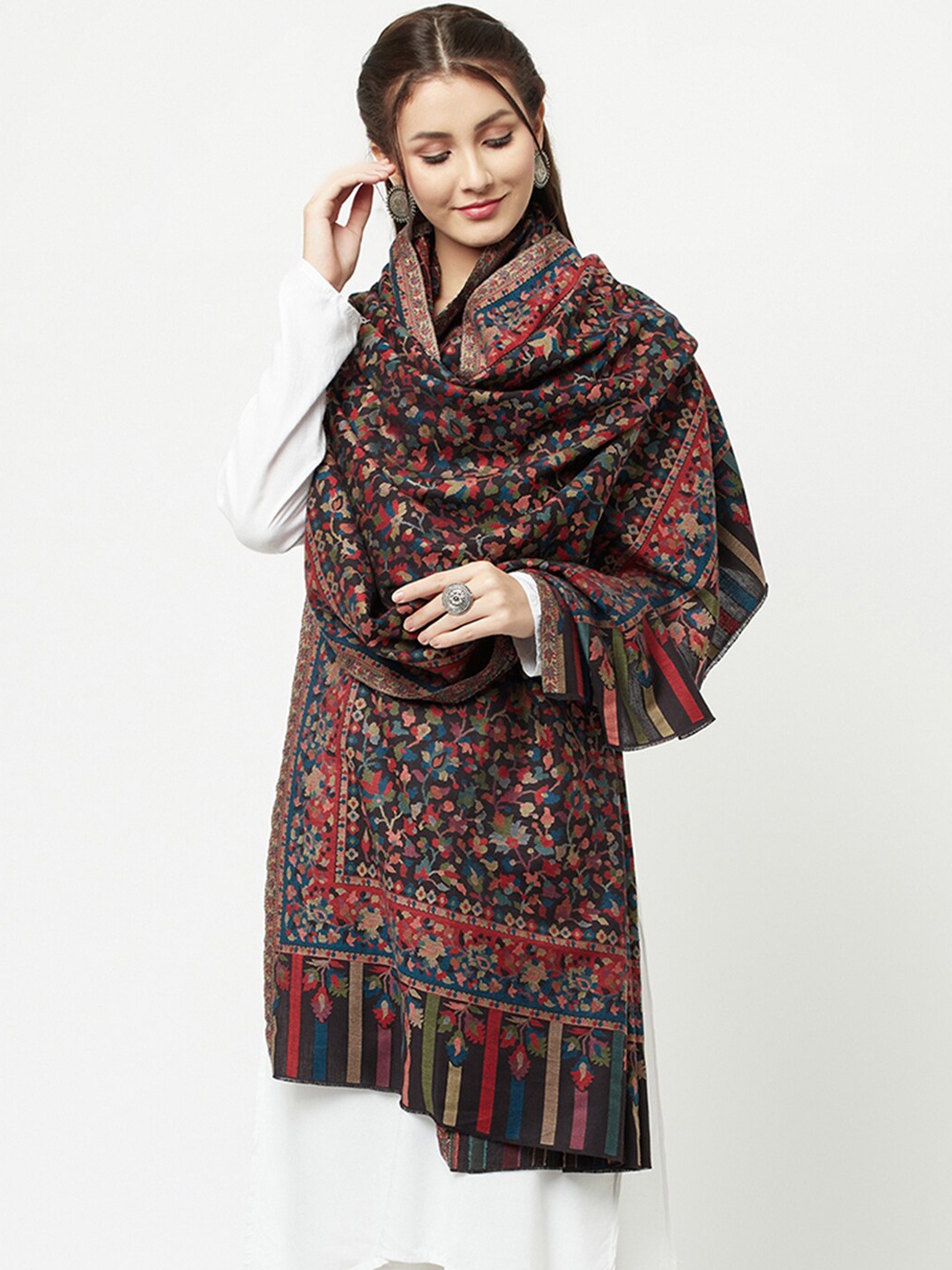 

La Vastraa Women Black Woven design Shawl