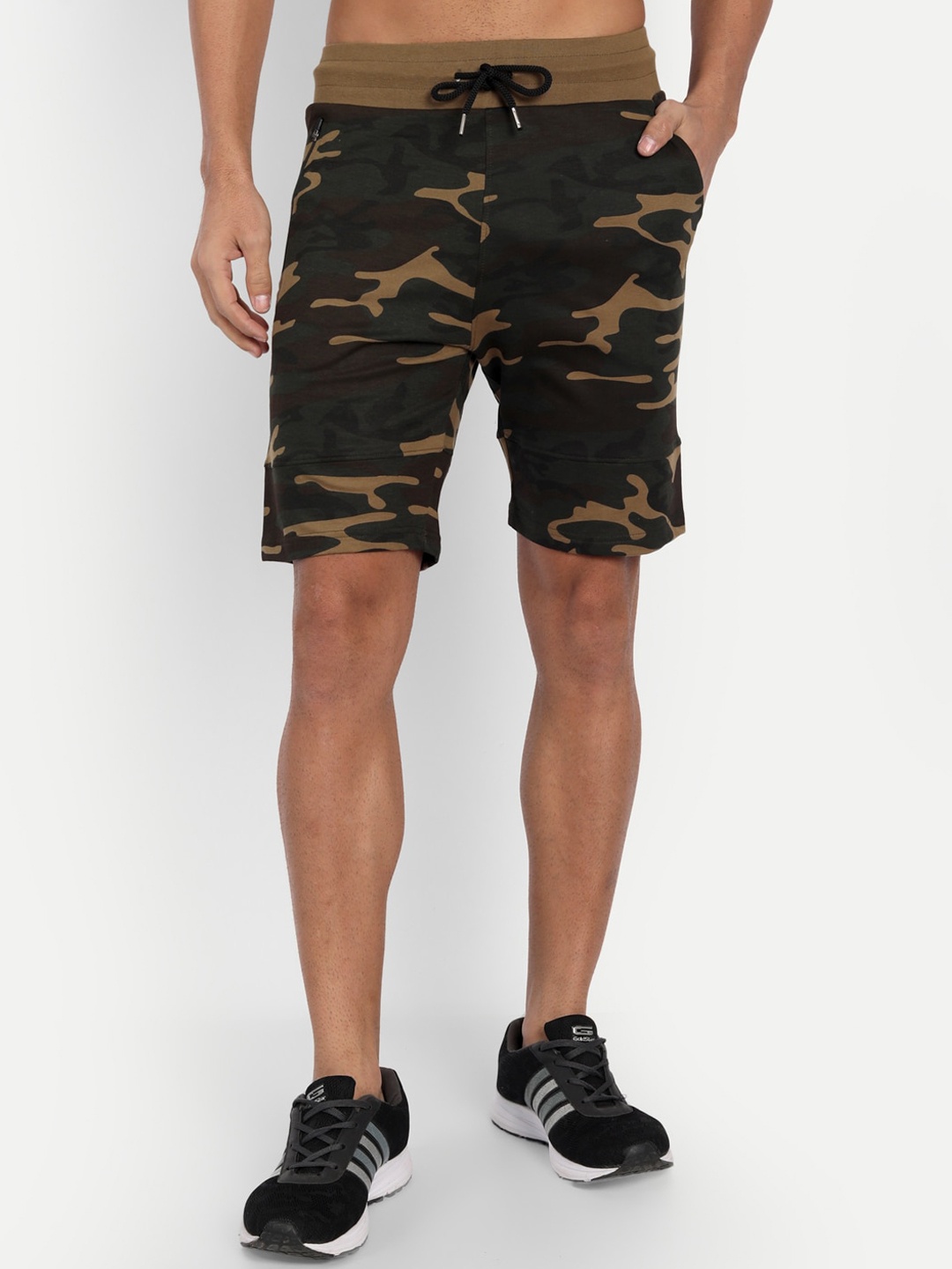 PEPPYZONE Men Khaki Camouflage Printed Outdoor Shorts