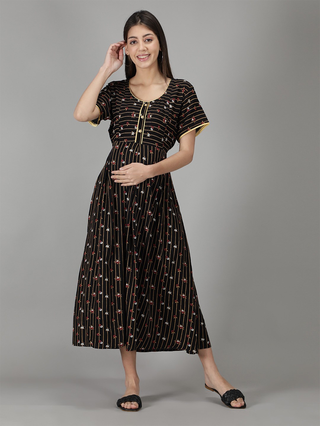 

NIGHTSPREE Black Maternity Midi Dress