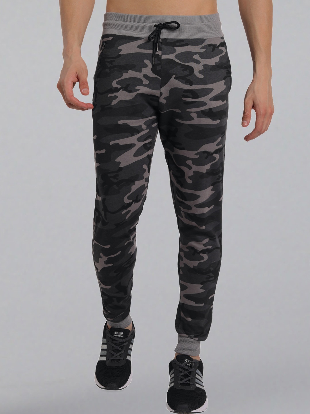 

PEPPYZONE Men Grey Camouflage Printed Cotton Joggers