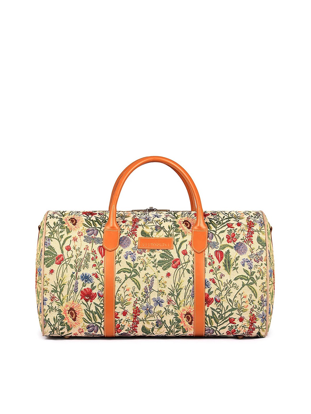 

THE CLOWNFISH Fabric Blomster Beige Printed Tapestry Duffel Bag