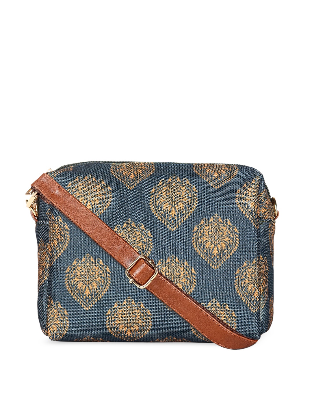 

THE CLOWNFISH Isla Women Peacock Blue Ethnic Motifs Structured Sling Bag