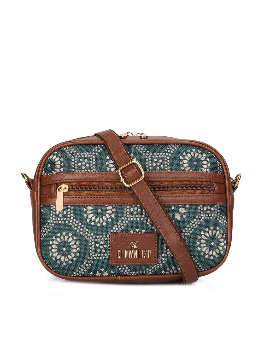 

THE CLOWNFISH Grey printed Crossbody sling bag
