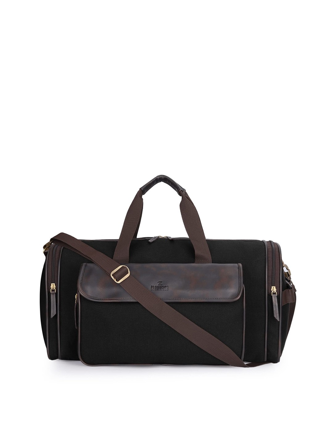 

THE CLOWNFISH Adults Black Solid Canvas Travel Duffel Bag 30 litres