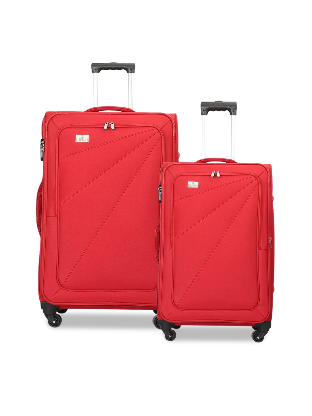 

THE CLOWNFISH Farren Set Of 2 Red Textured Soft-Sided Trolley Bag