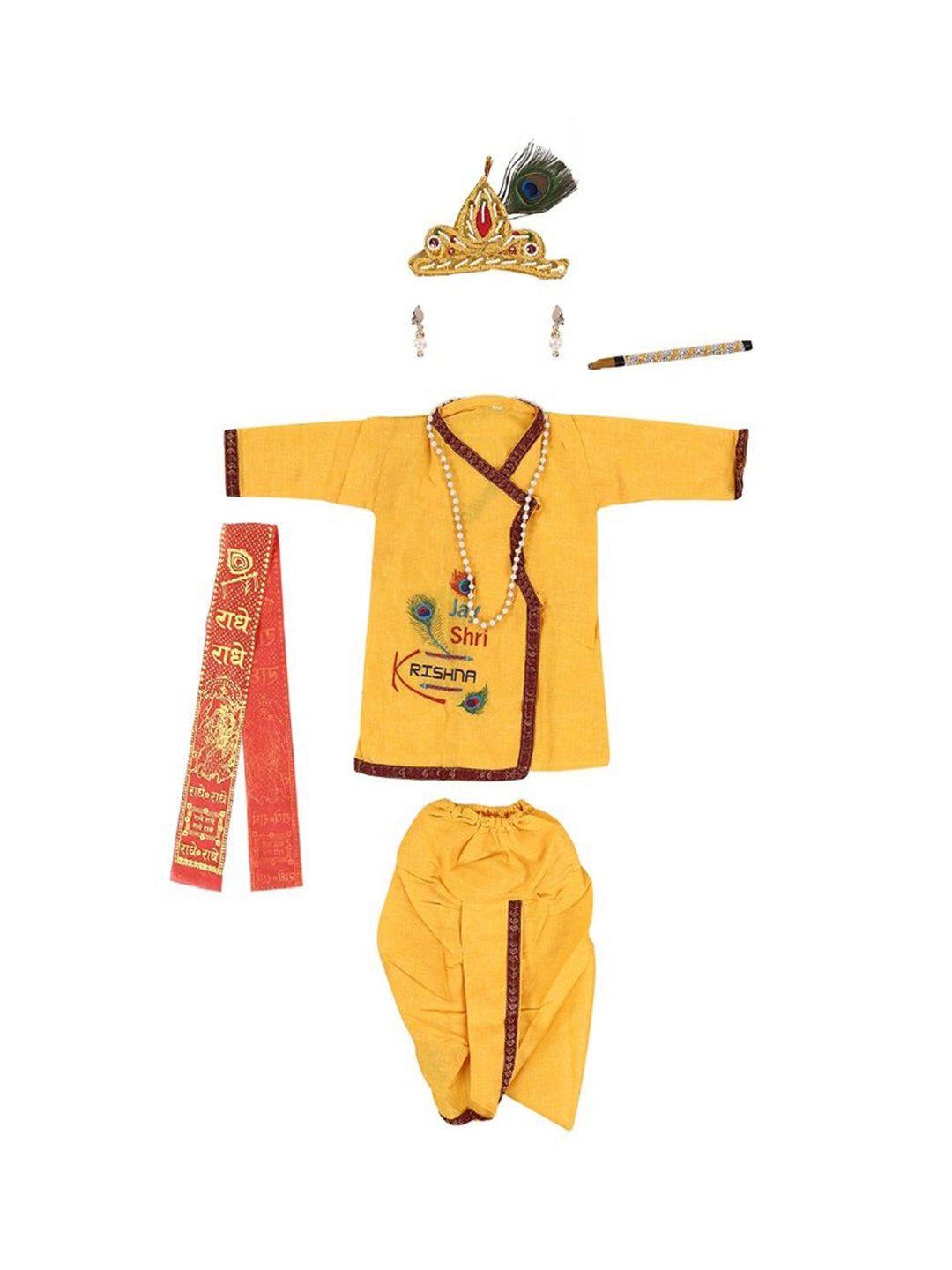 

RAJ FANCY DRESSES Unisex Kids Yellow & Red Printed Dhoti Pant