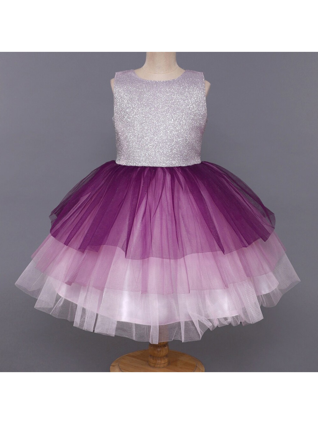 

The Magic Wand Purple Embellished Embroidered Layered Gown Dress