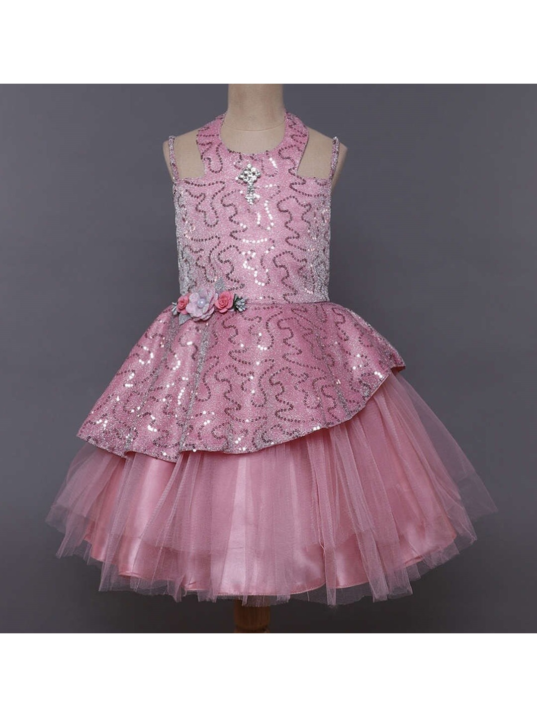 

The Magic Wand Kids-Girls Pink Layered Dress