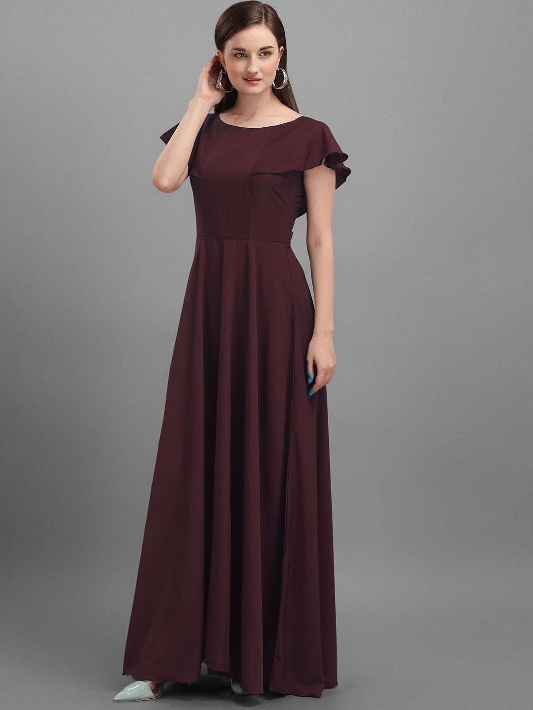 

SHEETAL Associates Maroon Crepe Maxi Dress