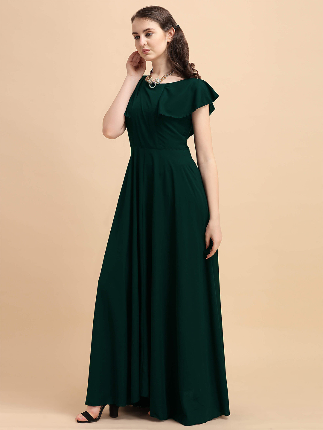 

SHEETAL Associates Green Crepe Maxi Dress