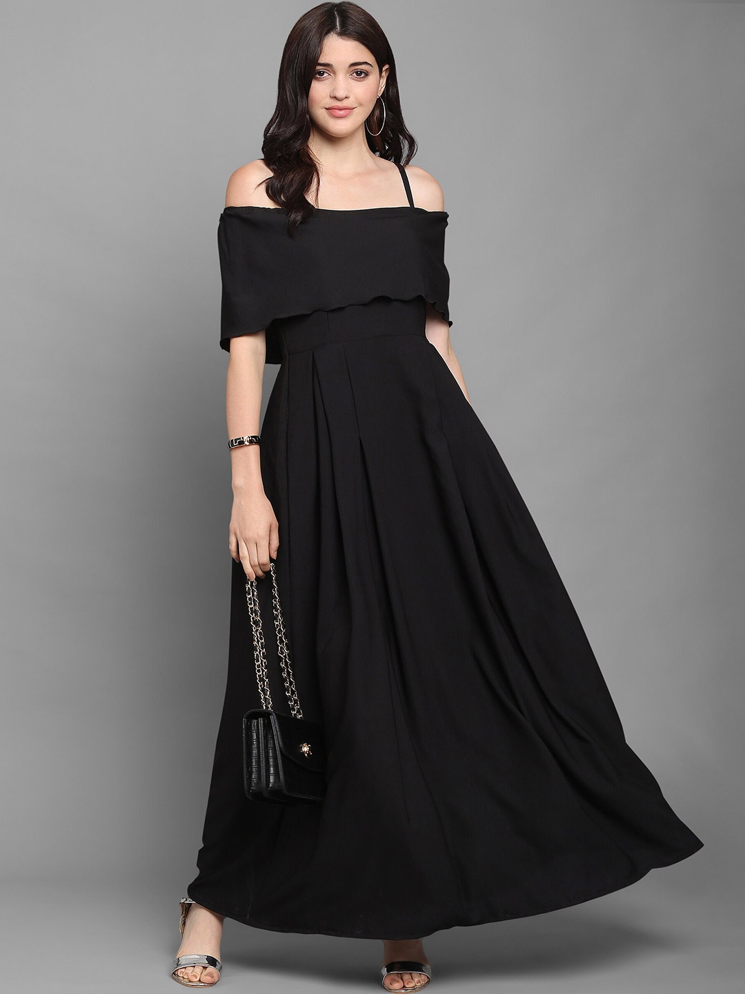 

SHEETAL Associates Black Crepe Fit N Flare Maxi Dress
